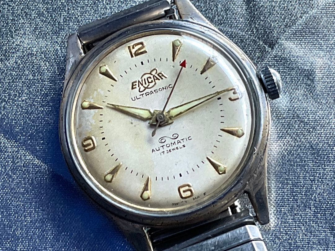 ★激貴重❣️世界初の両側回転式自動巻BIDYNATOR搭載❣️OLD.ENICAR❣️