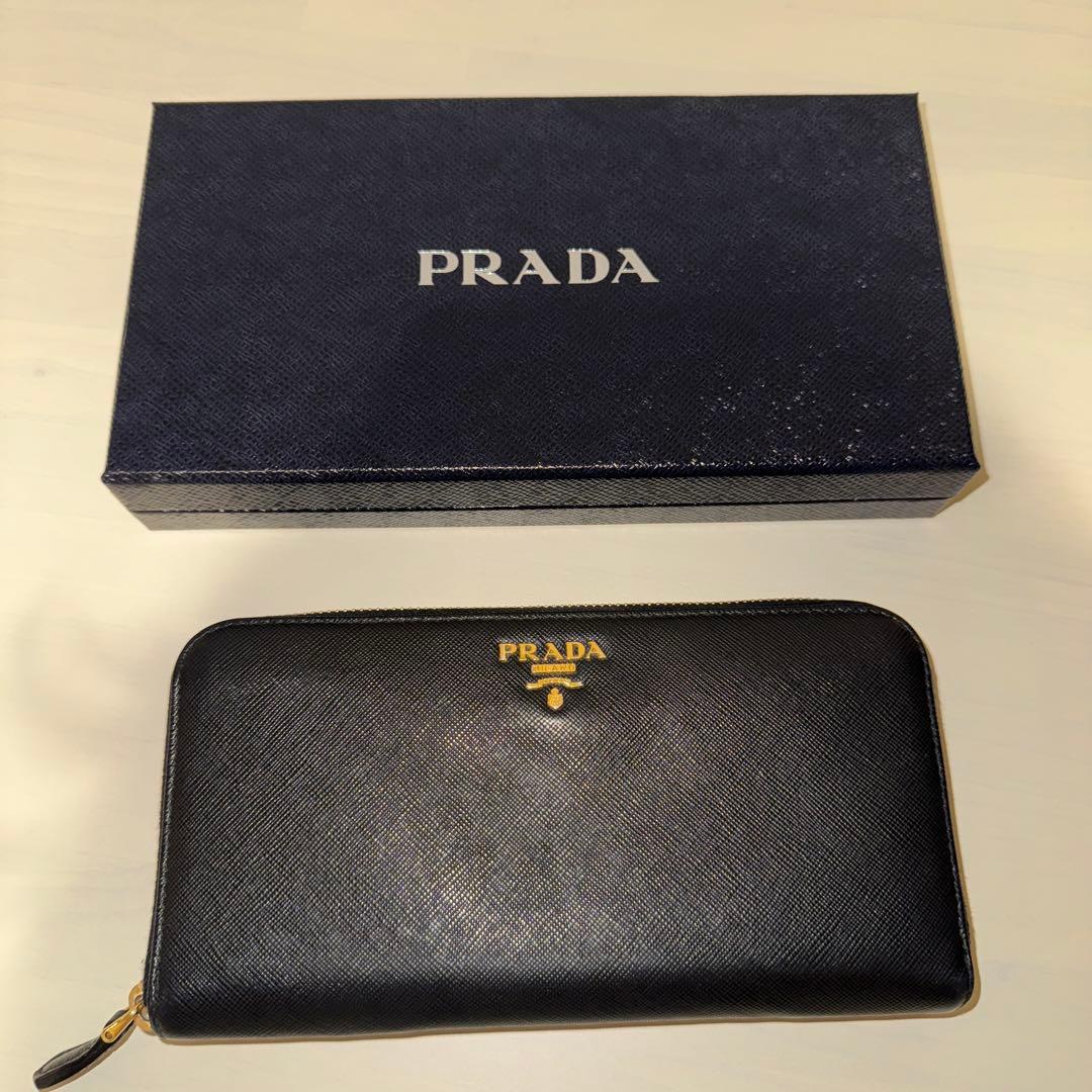ケン　　PRADA サフィアーノレザー 長財布 ブラック PRADA / サフィアーノ/長財布/レザー/BLK/無地/レディース ブラック