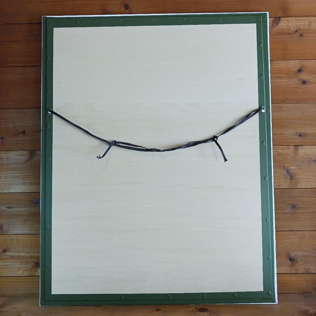 アクリル画　流木作品　海が見える窓　　　　　空と海とヤシの木の風景