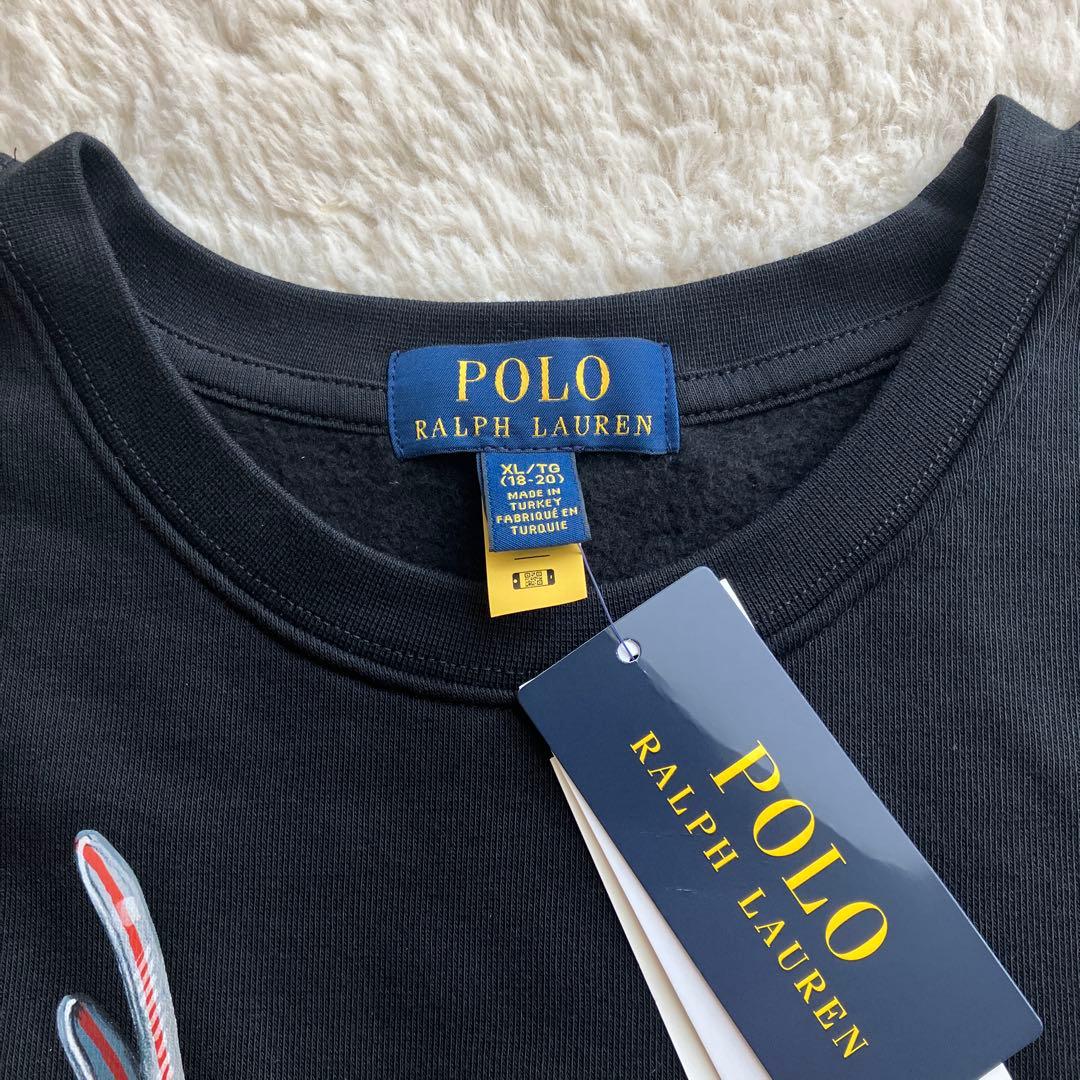 新品 ラルフローレン ポロベア キッズ トレーナー 裏起毛 Xl 170 黒