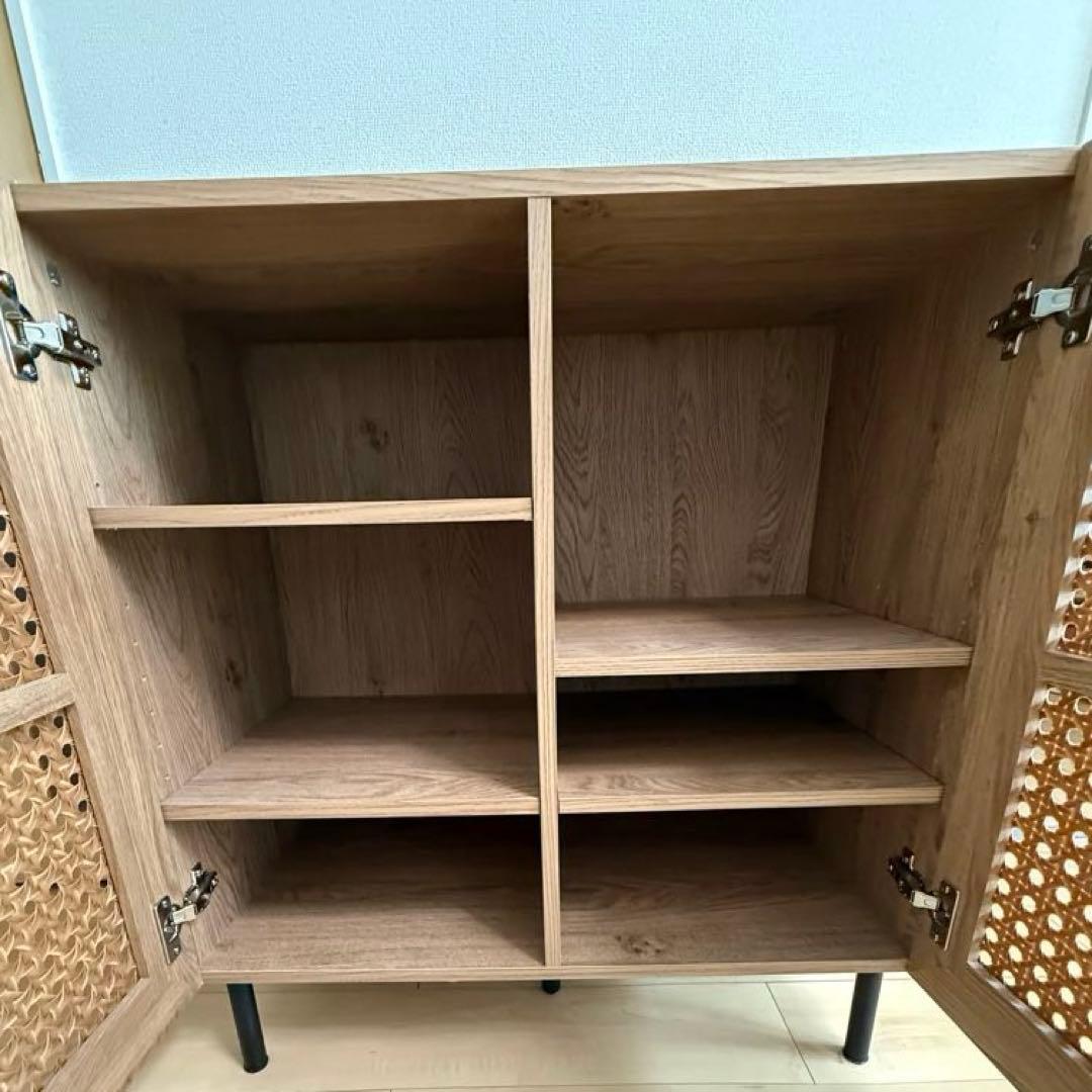 LOWYA】引取り可！ラタン調キャビネット