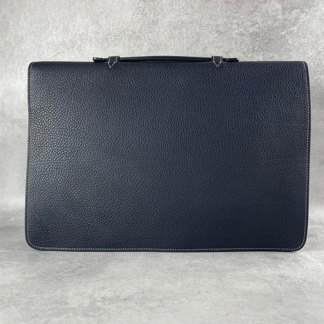 極美品　アカーテ　ACATE　GARBIN　シュリンクレザー　ブリーフケース　紺