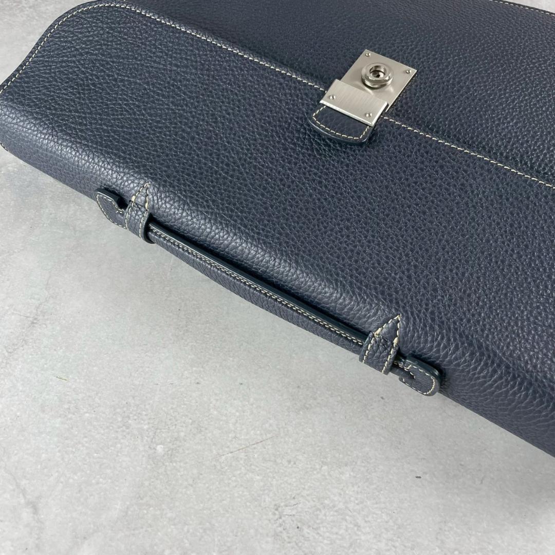 極美品　アカーテ　ACATE　GARBIN　シュリンクレザー　ブリーフケース　紺