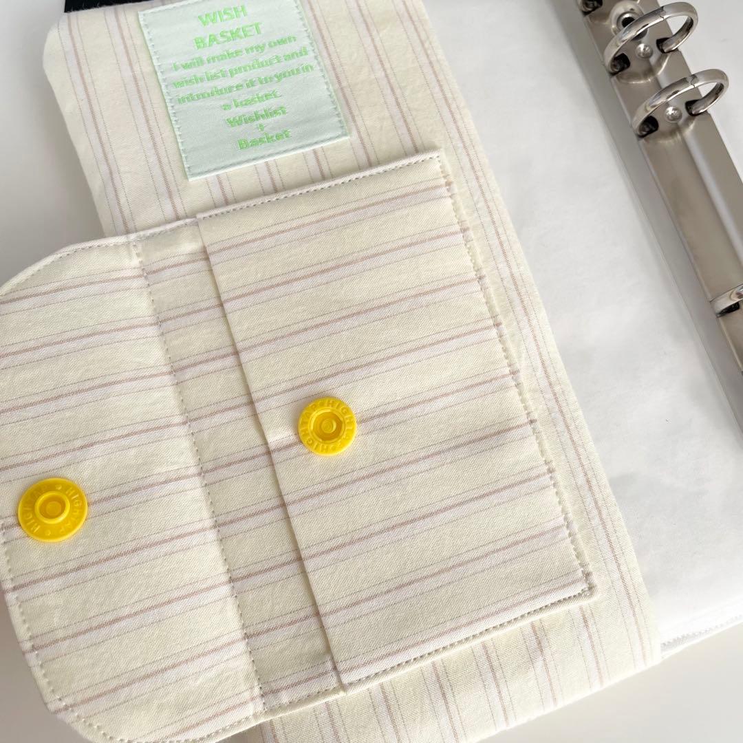 早い者勝ち　韓国　バインダー　カバー　貯金　現金管理　黄色　ストライプ