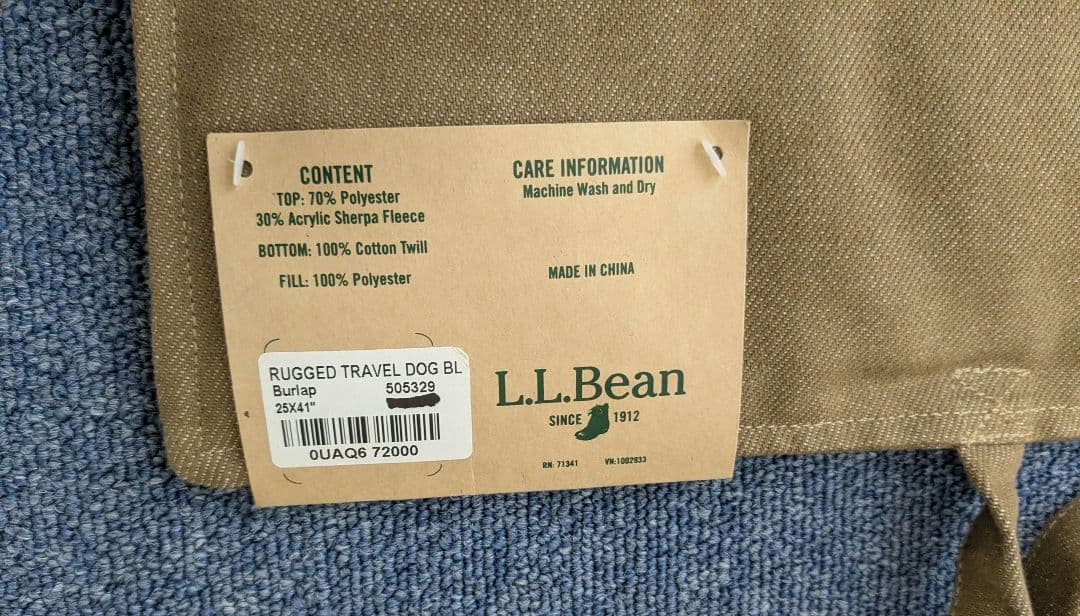 タグつき エルエルビーン ラゲッド・トラベル・ドッグ・ブランケット