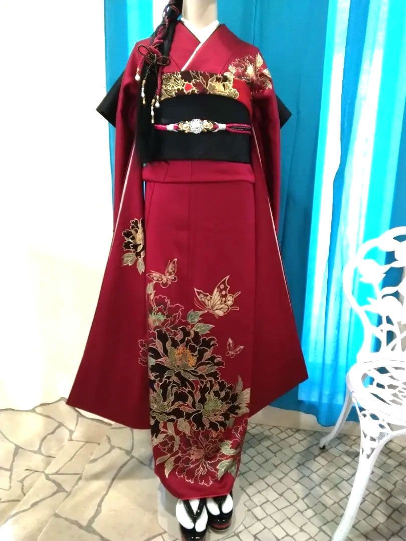 振袖フルセット、正絹振袖成人式、重ね衿、帯揚げ帯締め、西陣京の袋帯