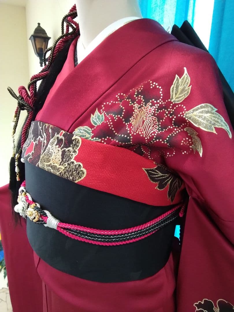 振袖フルセット、正絹振袖成人式、重ね衿、帯揚げ帯締め、西陣京の袋帯