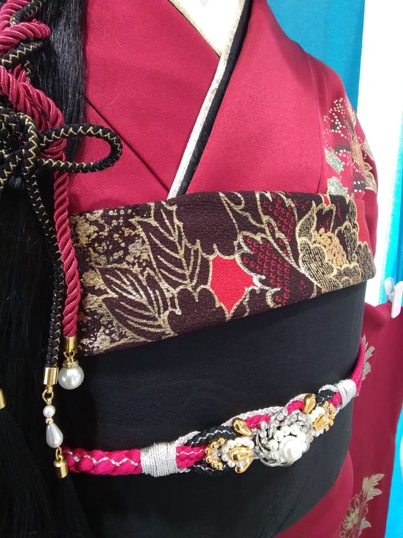 振袖フルセット、正絹振袖成人式、重ね衿、帯揚げ帯締め、西陣京の袋帯