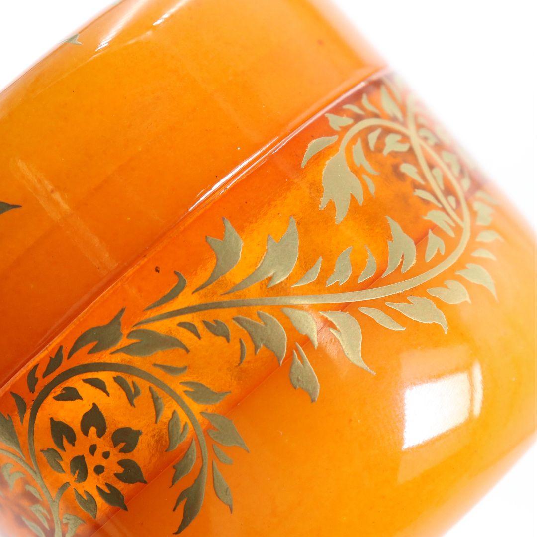 坂本康則作 琥珀製? 花の宴蒔絵 棗 茶道具 共箱共布 rC783 N4