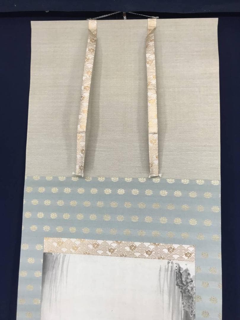 【真作】香雪/鯉滝昇り図/登龍門/鯉図/コイ図/掛軸/名家伝来/AC-73