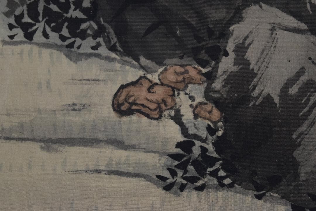 真作】岡島清曠/寿老人図/横物/祝事人物図/掛軸☆宝船