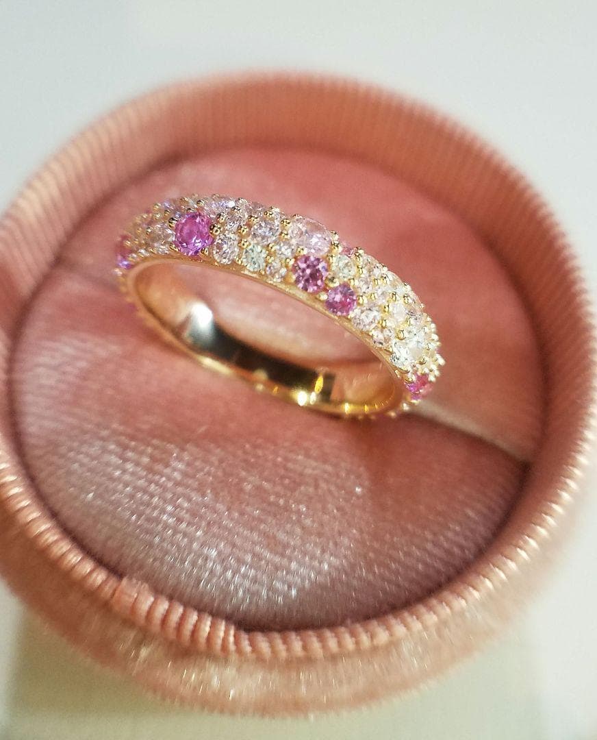 専用！最高級ソナダイヤ&人工ピンクサファイア　パヴェフルエタニティ 8.5号