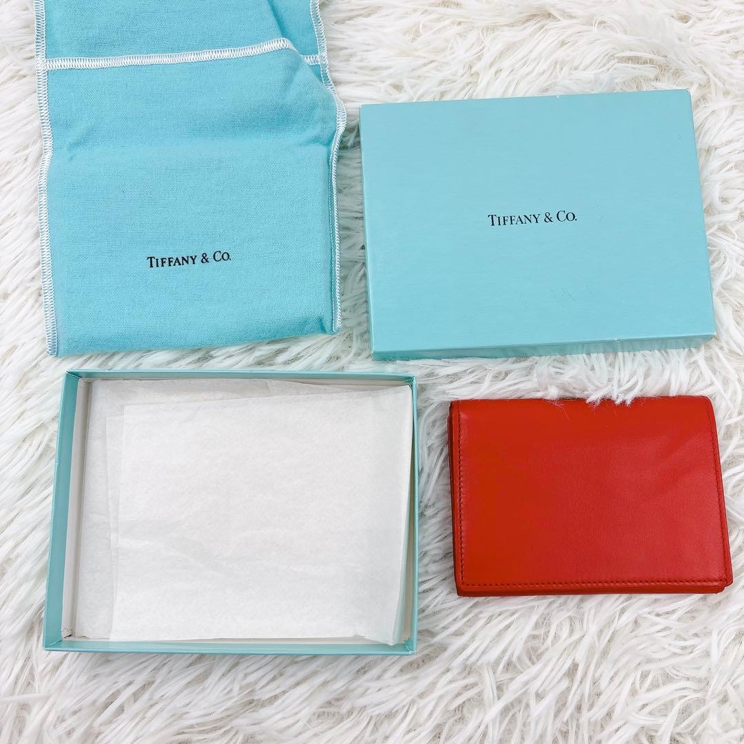 美品✨TIFFANY&Co. レザー三つ折り財布 レッド コンパクトミニ