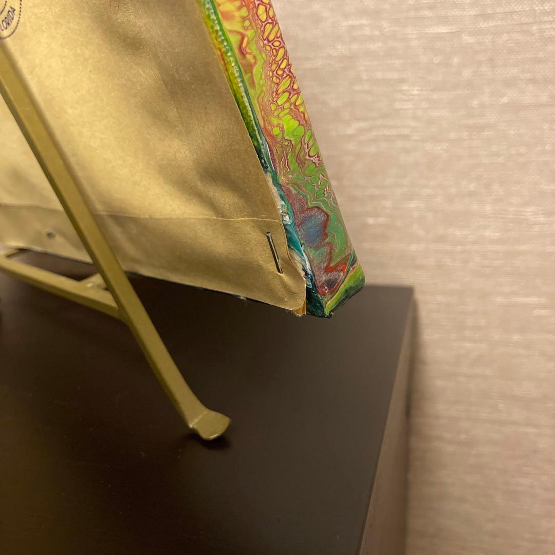 送料込み アクリルペイントアート 絵画 ラメ 赤 オレンジ