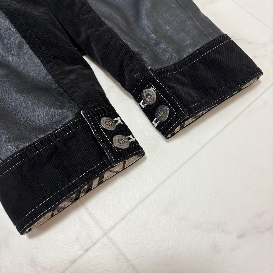 美品】バーバリーブラックレーベル レザージャケット コーデュロイ