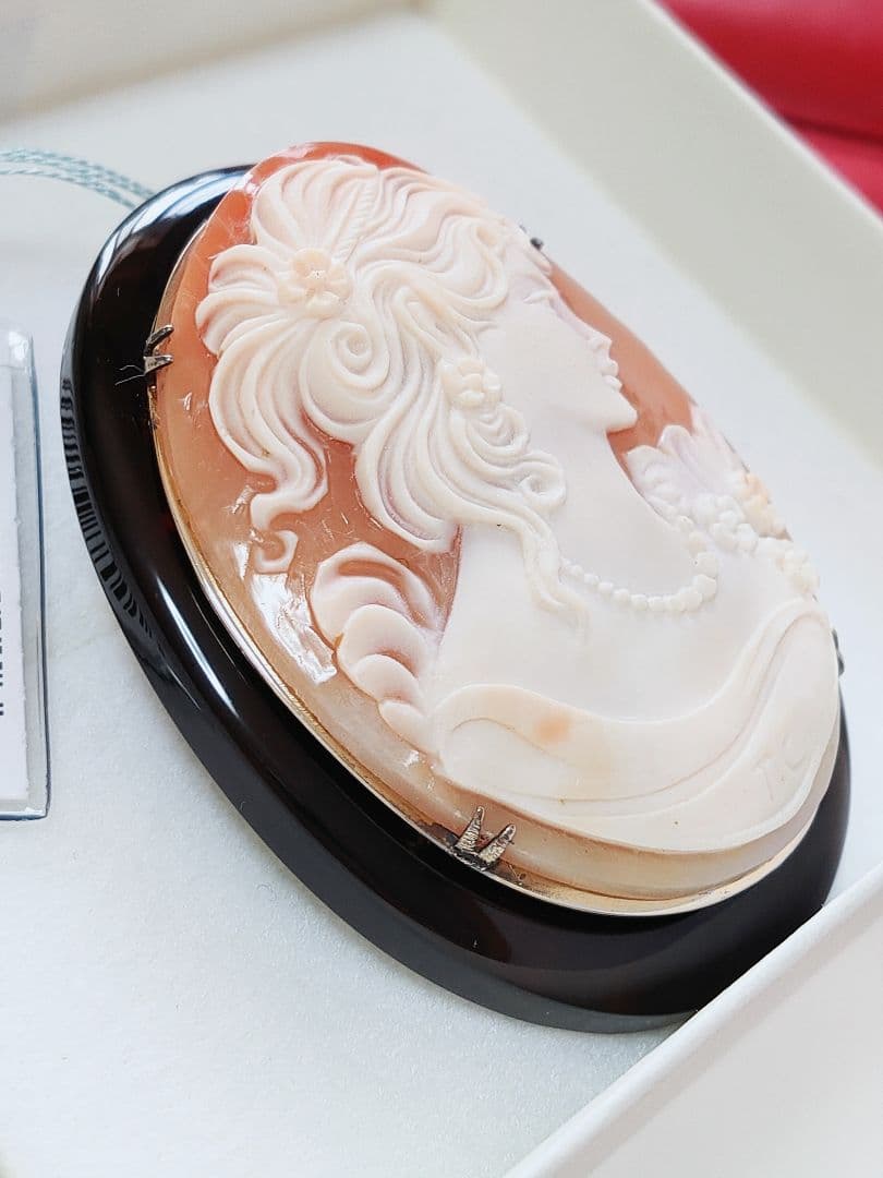 本鼈甲 シェルカメオ ブローチ 兼 ペンダント 大きな本べっ甲とシェル