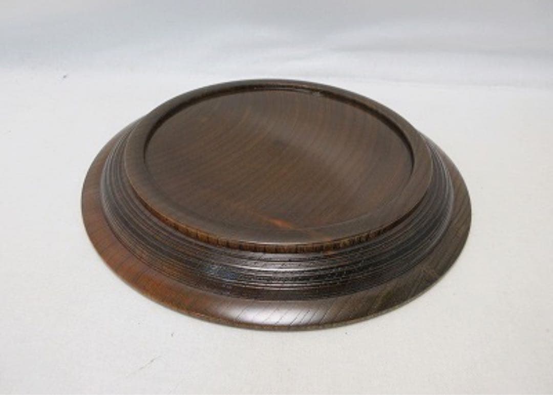 未使用 茶道具 福田芳朗作 欅神代塗 干菓子盆 底印 共布 共箱