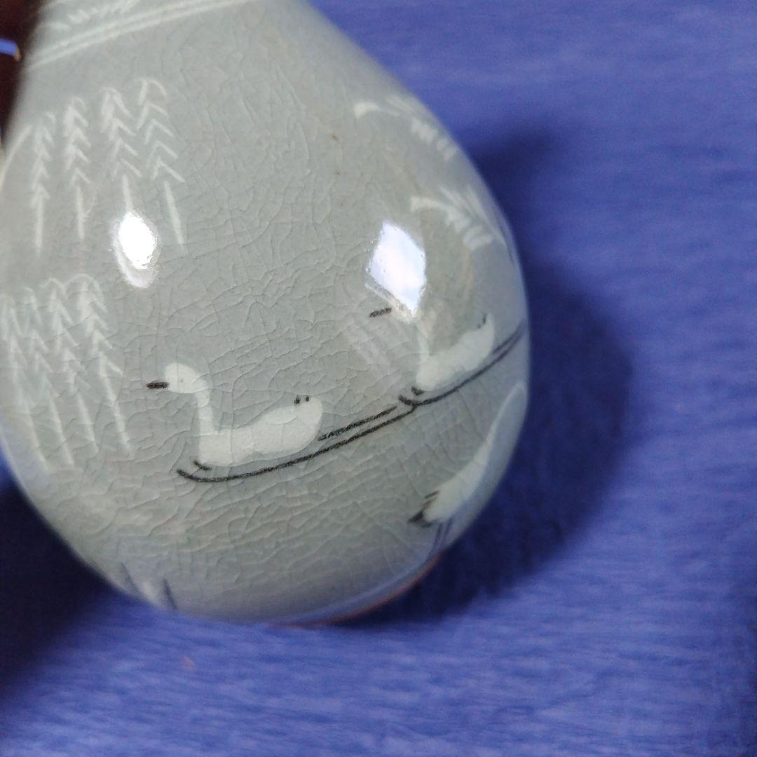 高麗青磁　柳海剛　花瓶 1986　陶器　レトロ