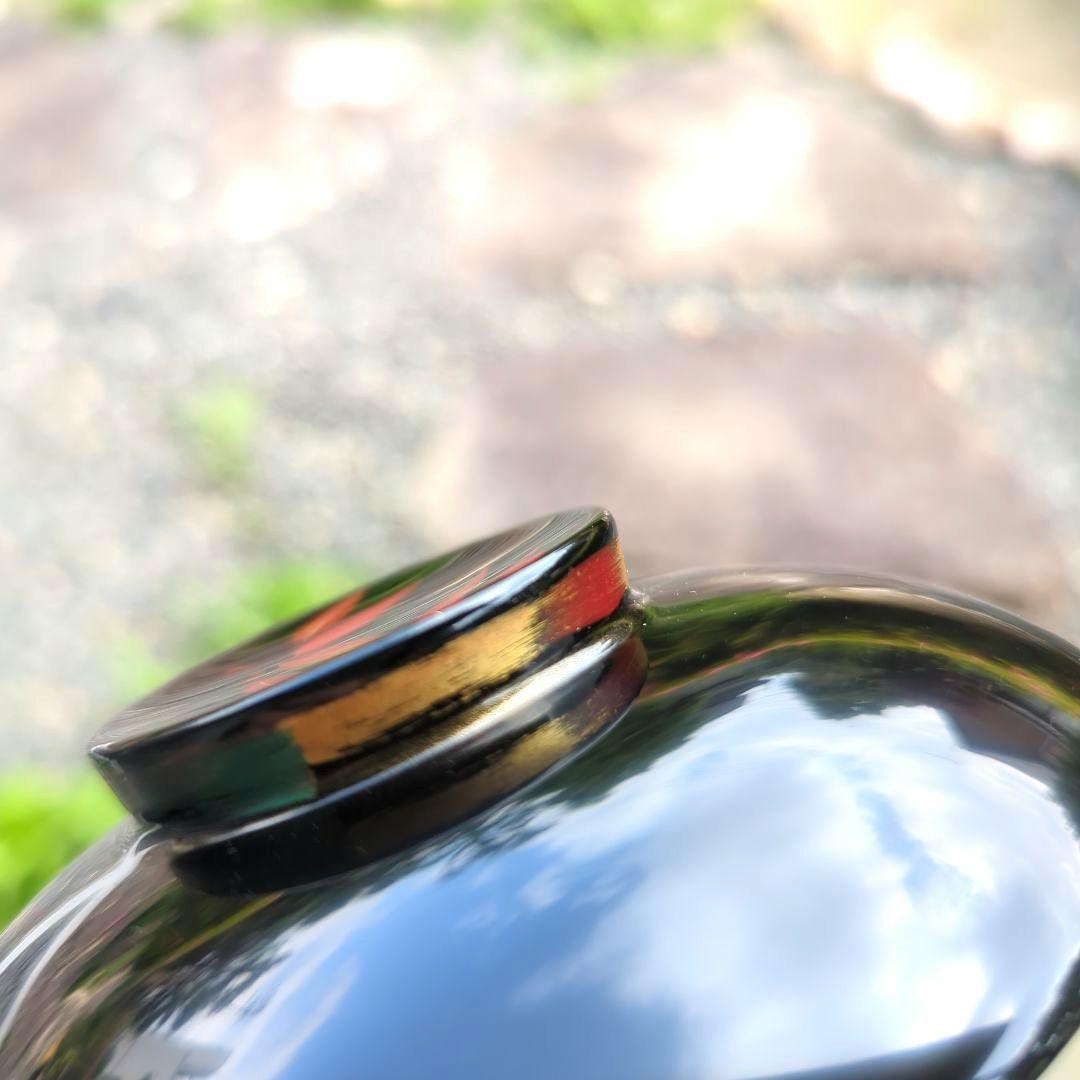 京都美術　漆芸作家　作家もの　山中漆器　草花絵変わり　雑煮椀　吸物椀　黒　5客揃