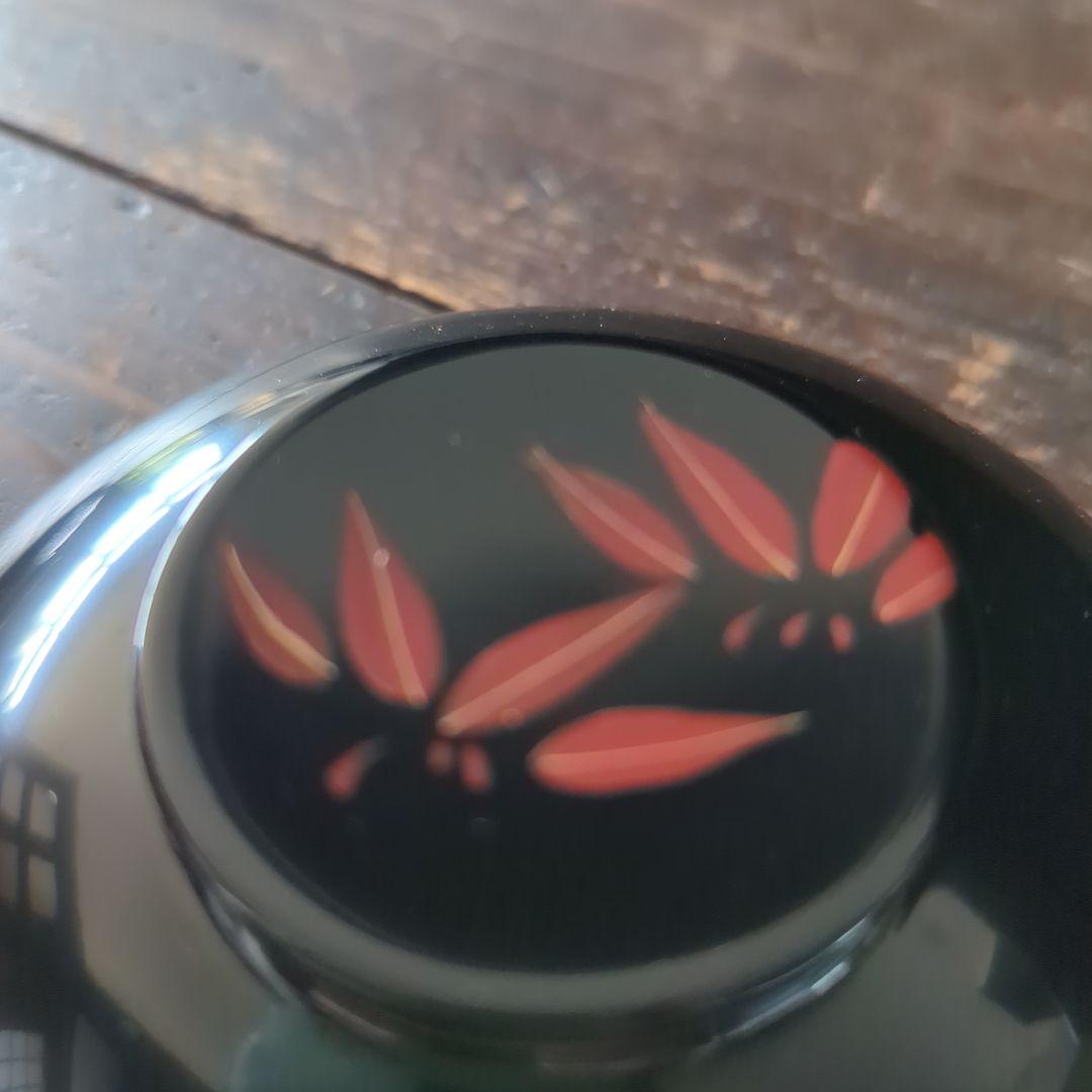 京都美術　漆芸作家　作家もの　山中漆器　草花絵変わり　雑煮椀　吸物椀　黒　5客揃