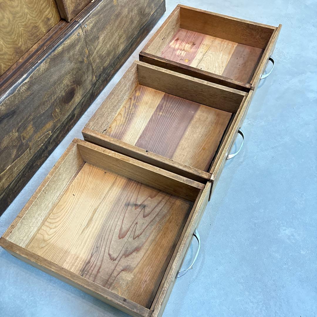 木製食器棚 アンティーク家具 波ガラス レトロ ラック