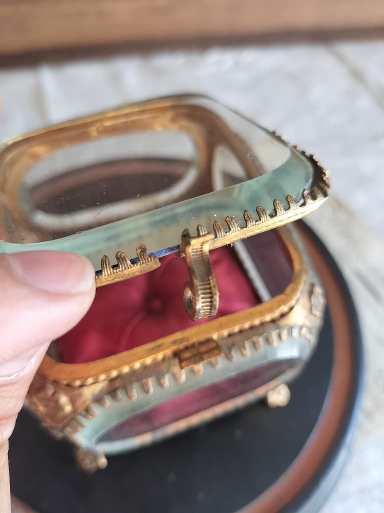 フランス アンティーク クリスタル 5面 大きいジュエリーケース 1900年