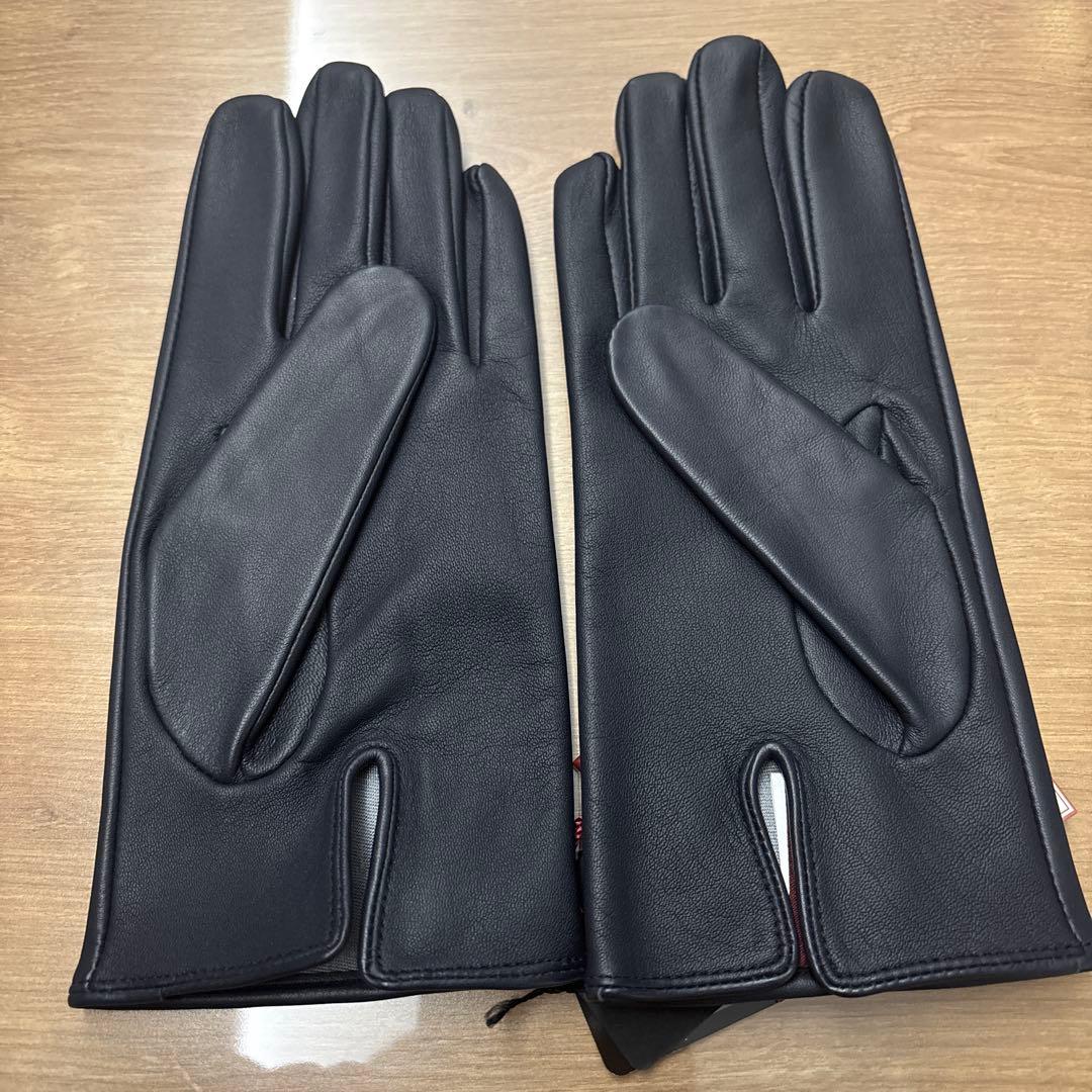 DENTS ネイビー 羊革手袋 シルク裏地 7 1/2 22センチ