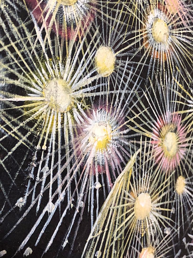 絵画 額装 花火 油彩画 F6 キャンパス 模写 油絵 原画「花火大会」 F6