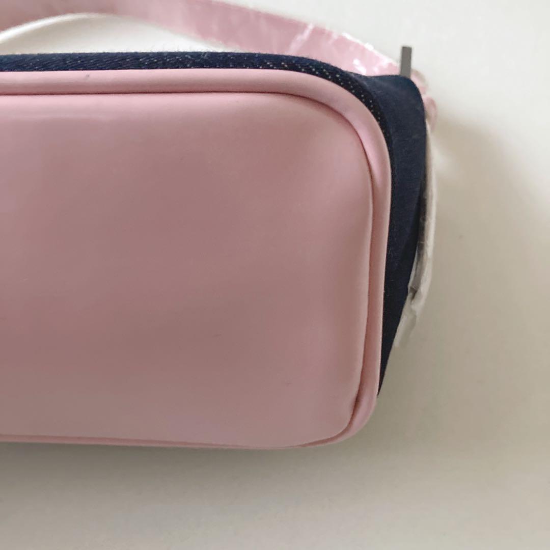 稀少☆未使用 クレージュ ショルダーバッグ デニム ヴィンテージ ロゴ ピンク