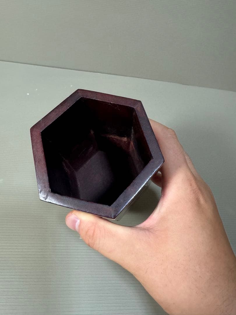 2288 紅木 象嵌 花立 中華アンティーク 時代物