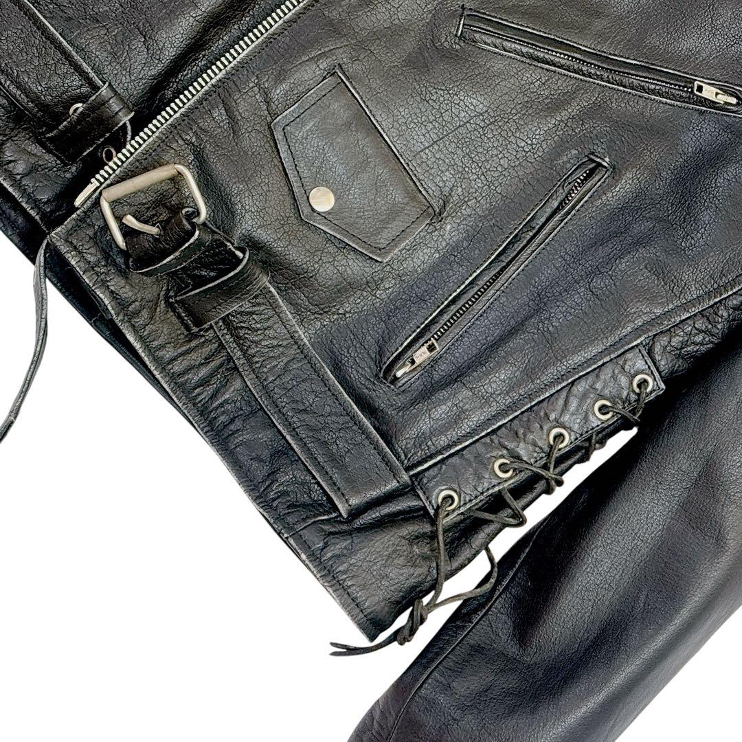 古着 美品 スカル xelement ダブル ライダースジャケット L