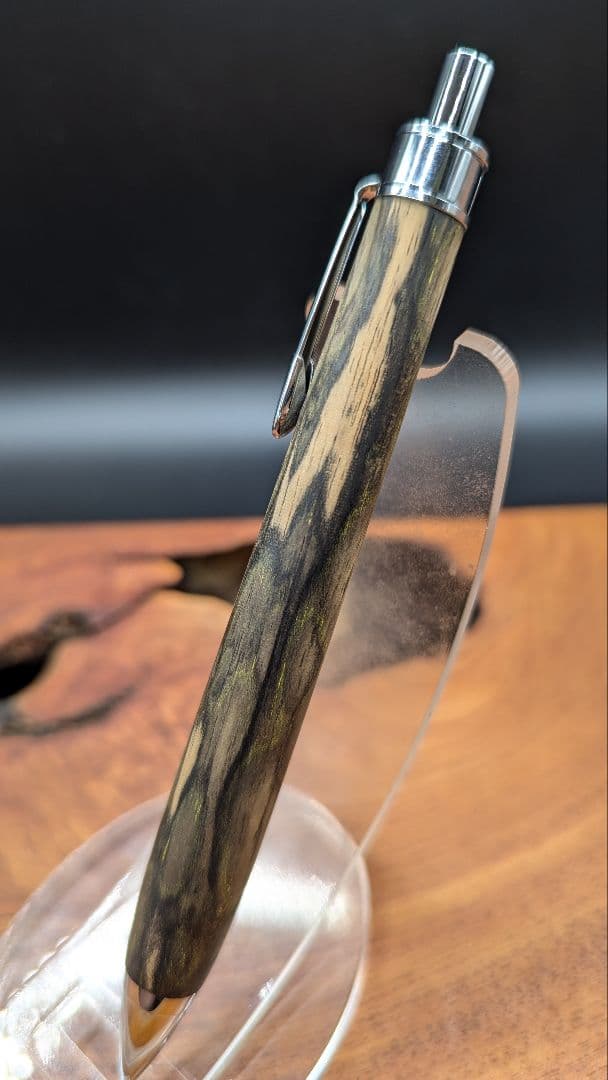 570極上 黒柿 孔雀杢 木軸シャーペン ボールペン