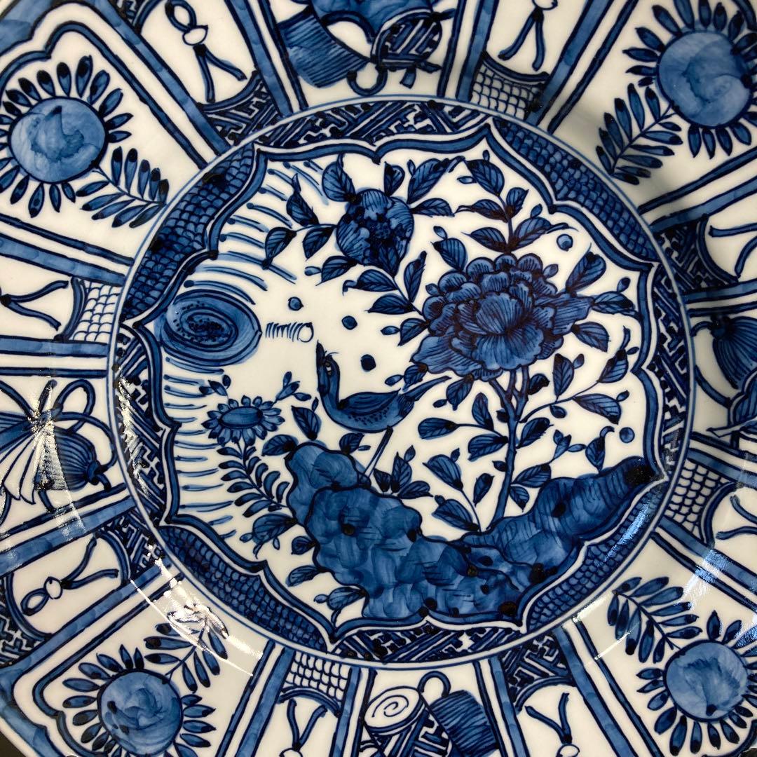 【源右衛門】古伊万里の伝統　日本の名窯　舘林源右衛門作　祥瑞手芙蓉花鳥見込　大皿