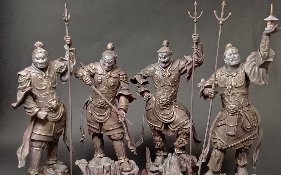 海洋堂 アートプラ 四天王像 完成品フルセット精密塗装仕上げ