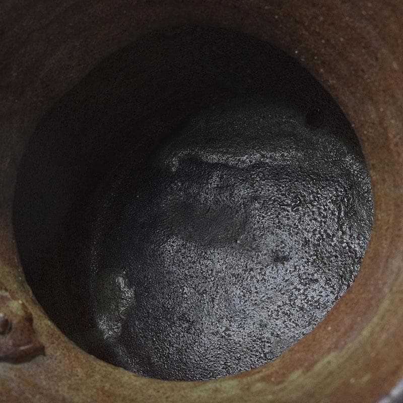 壺屋焼　爍山銘　内魚刻　双耳壷　花瓶　時代箱　M　R9056H