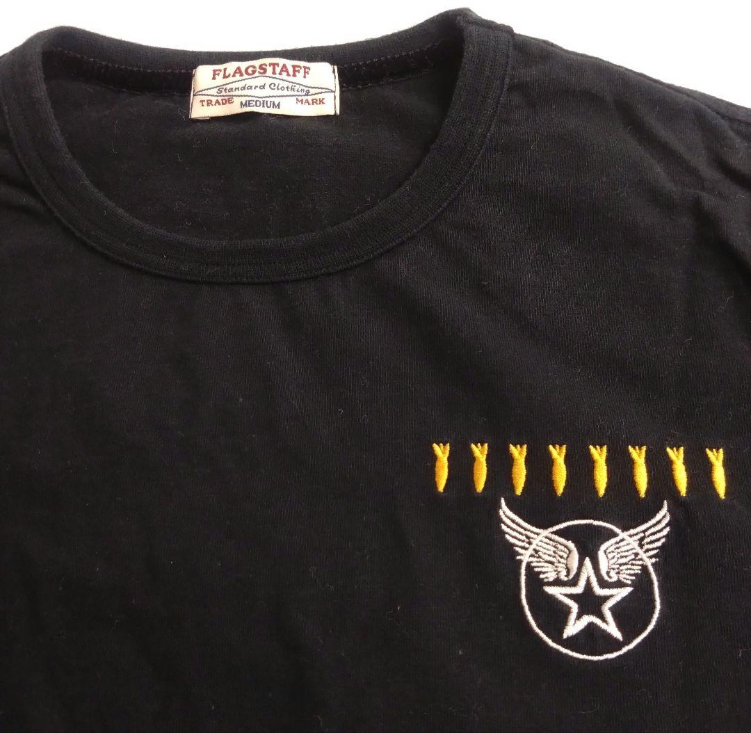 FLAGSTAFF Tシャツ ピンナップガール 黒 刺繍 ミリタリー
