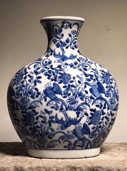 中国花瓶景徳鎮 青花磁 工芸品 古美術品時代物 装飾品置物