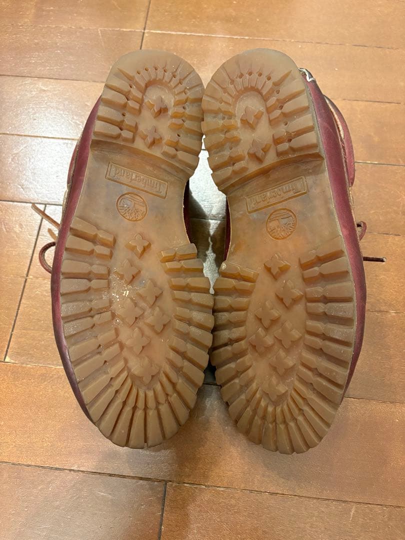 ティンバーランド　バーガンディ レザー デッキシューズ