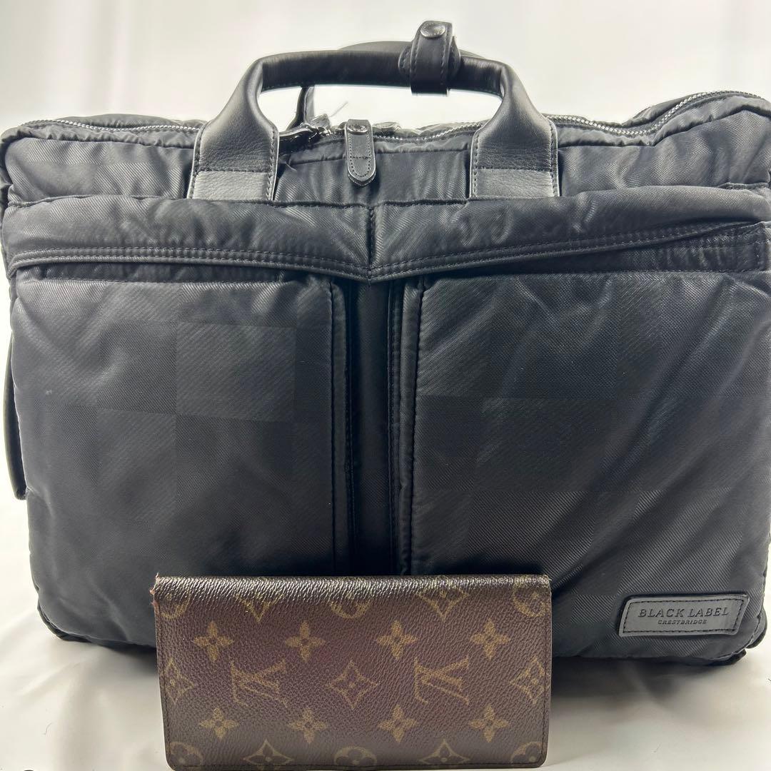 【美品】ブラックレーベル　ビジネスバッグ　リュック　3way チェック　2層