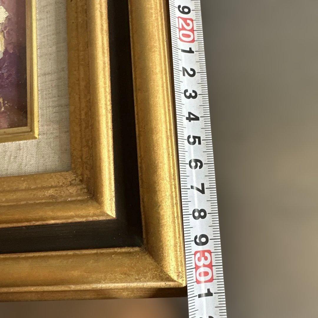 瞬間的お値下げ‼️とても素敵なパンジーの花の油彩画 ゴールドフレーム