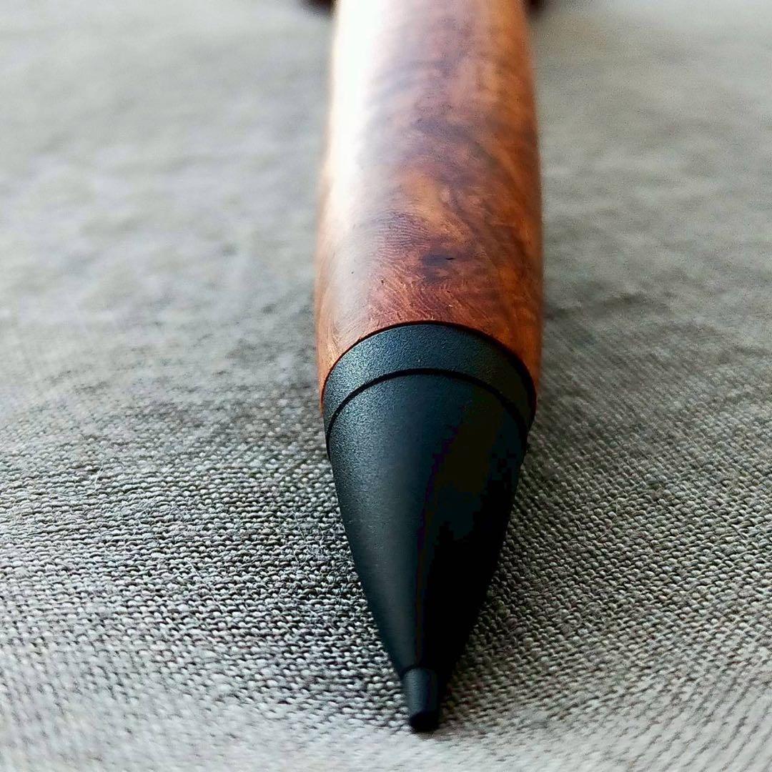 本花梨瘤紅白　虎杢　ハンドメイド　木軸シャープペン　0.5mm　天然木　ブラック