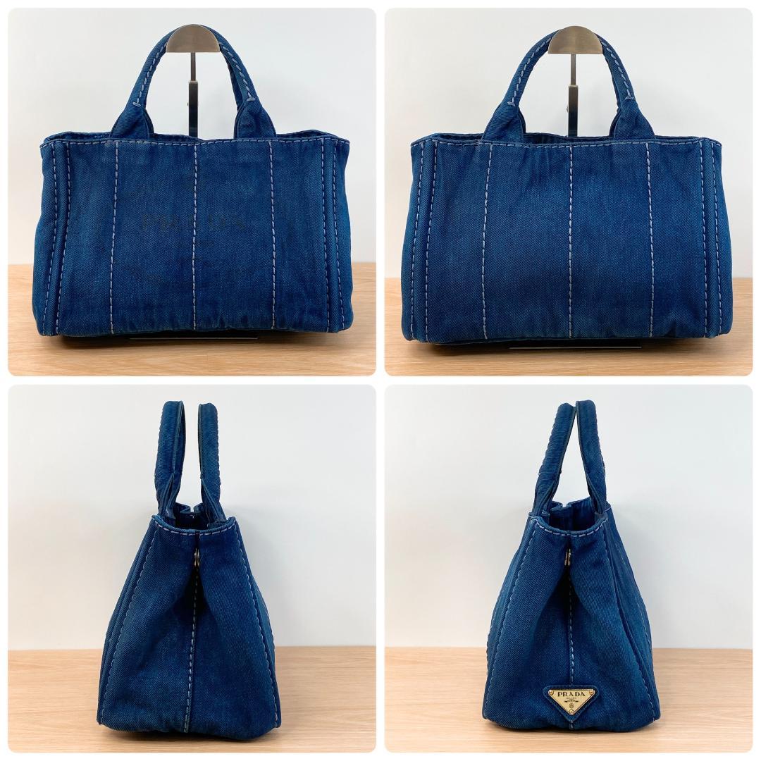 プラダ カナパ ミニ ショルダーバッグ ハンドバッグ カバン ネイビー 青系