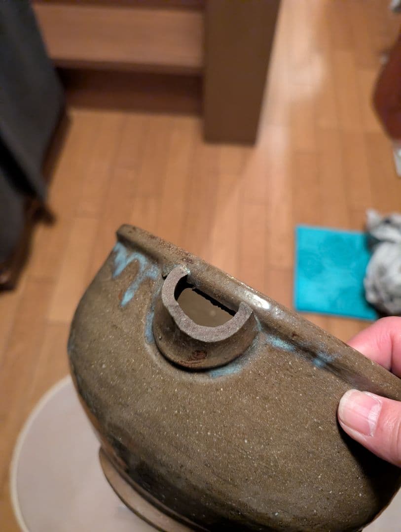 時代物片口鉢、陶器、先かけあり 丸型 約20cm