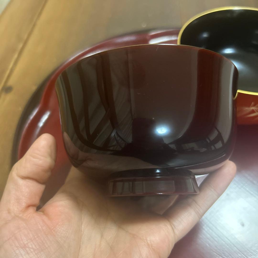 京都平安象彦 天然木 本漆塗 蒔絵 金箔 金彩 笹 夫婦椀