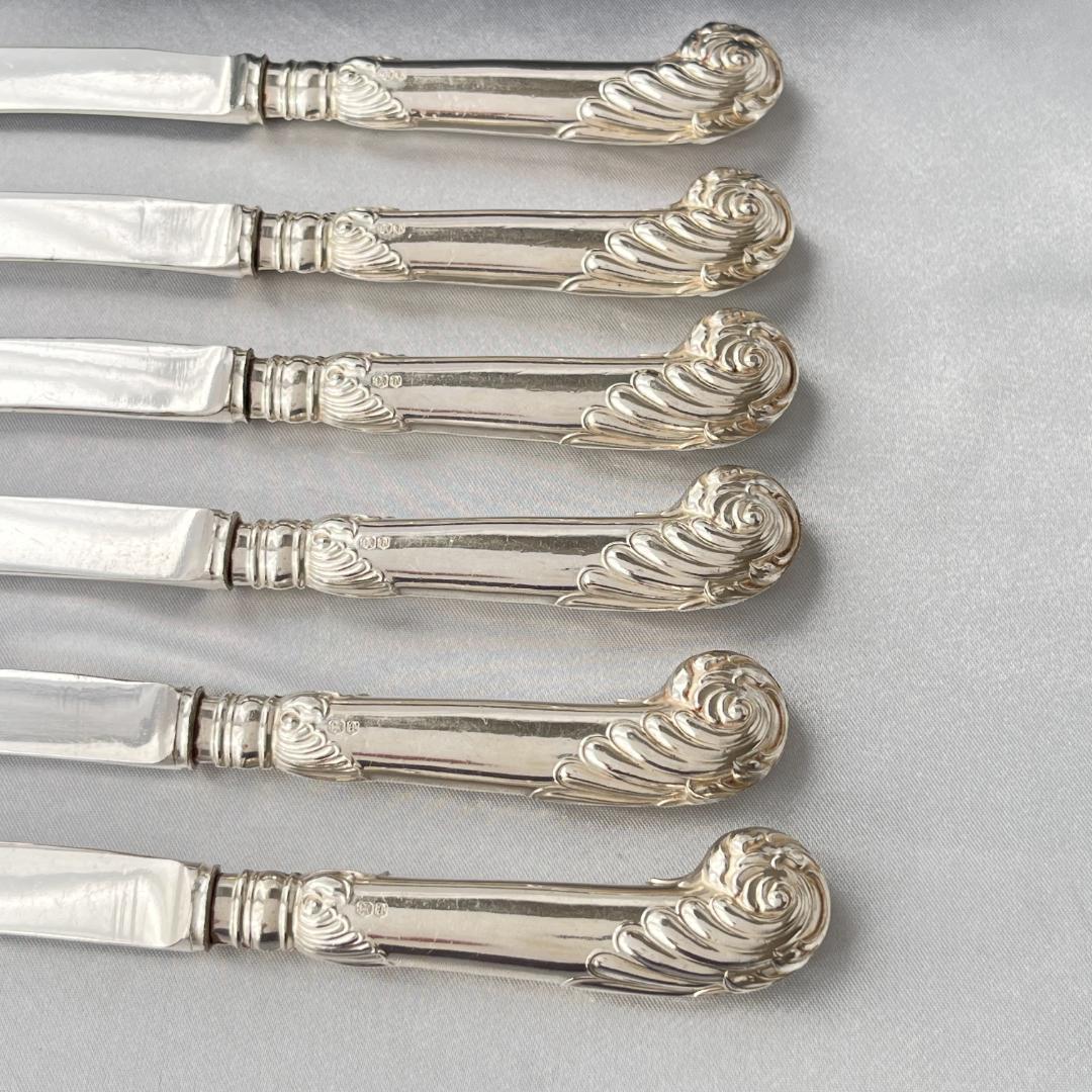 【James Deakin】 【純銀ハンドル】ロココの ティーナイフ 6本