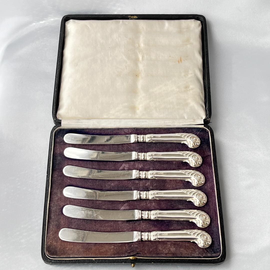 【James Deakin】 【純銀ハンドル】ロココの ティーナイフ 6本