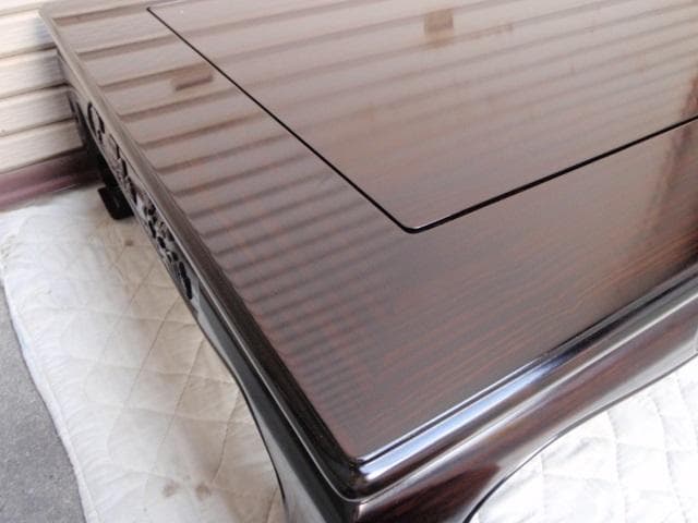 新品！半額以下！！黒檀 無垢 5尺(150巾)座敷机 太脚 座卓 検/