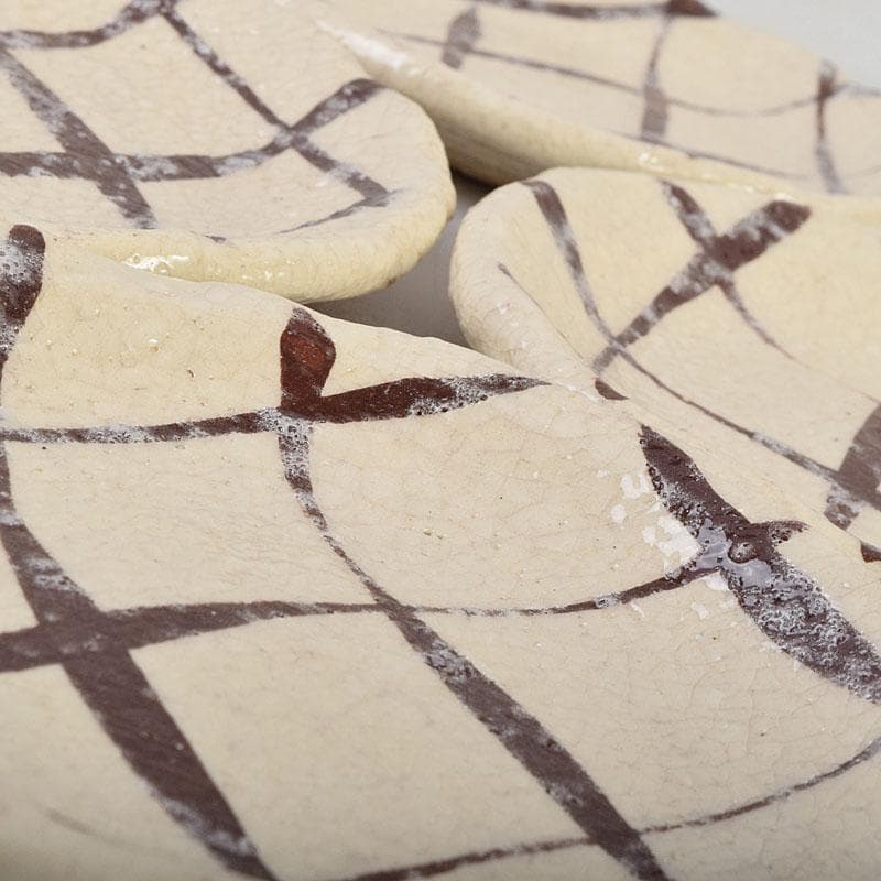 北大路魯山人作 網目文 銘々皿 五客 銘「磯風」 清水公照極め