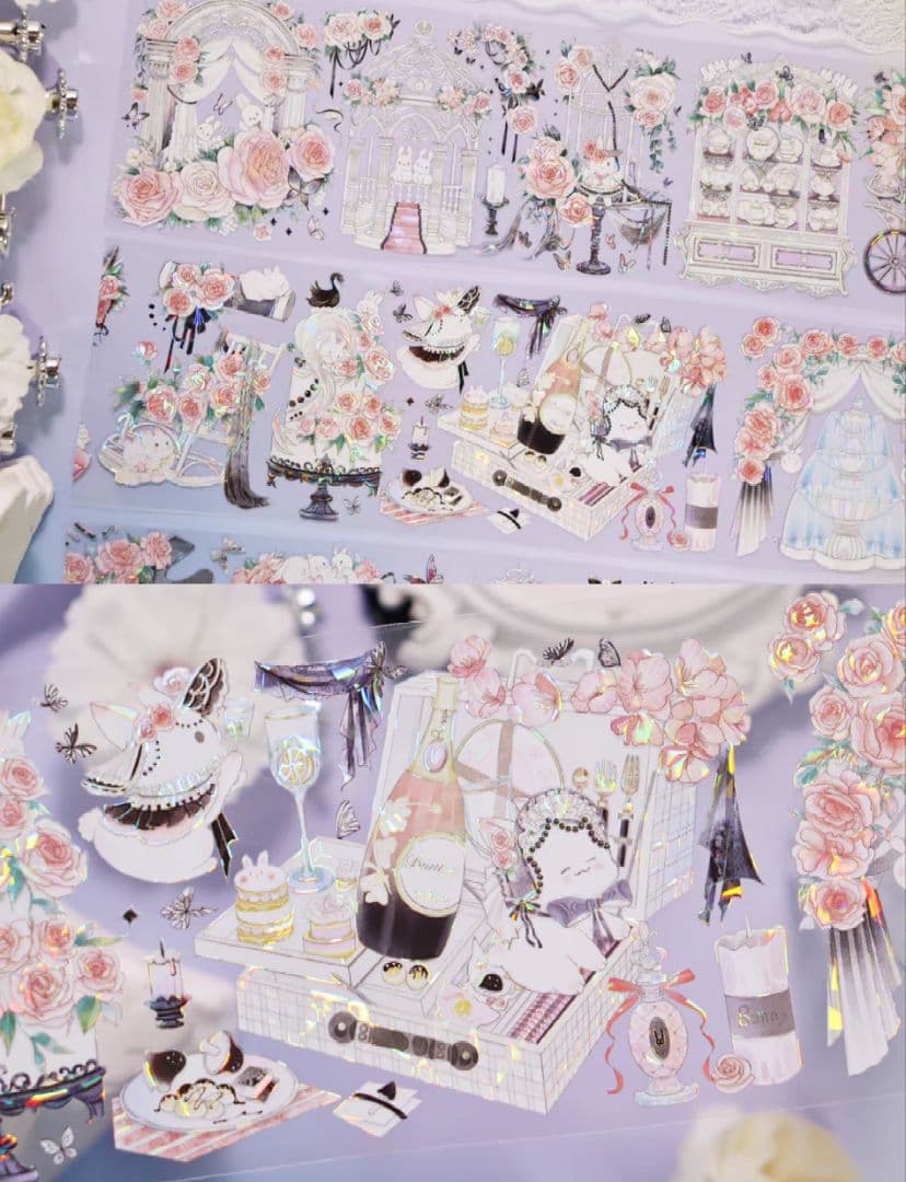 切売 715☆ 海外 マスキングテープ マステ PET 装飾 動物 兎 贝壳光