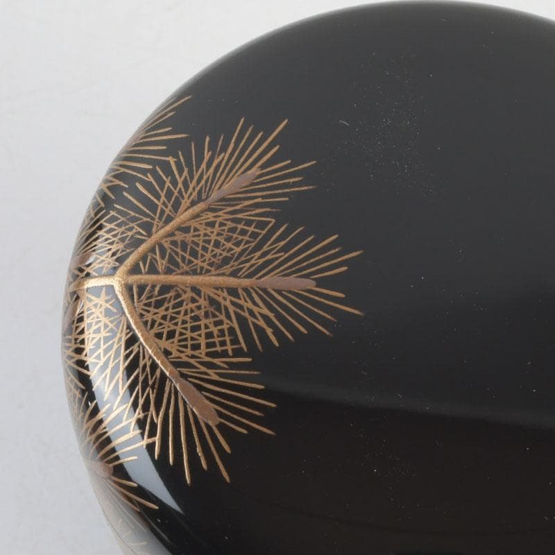 茶道具 三辻雪里作 若松蒔絵 棗 共布共箱 V 9316